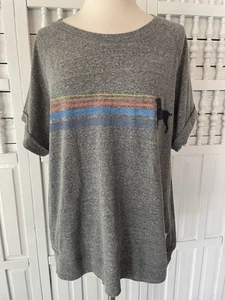 The Black Dog women's XL gray folded short sleeve casual easy care T-Shirt, V9 - Picture 1 of 9