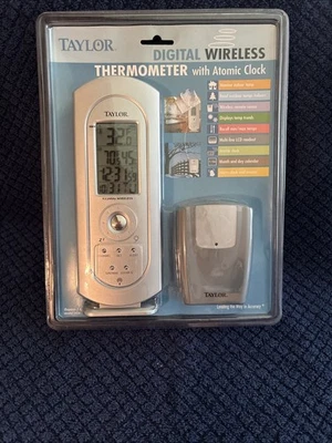 Taylor Digital Wireless Thermometer with Atomic Clock 1434-9 Brand New Sealed - Image 1 of 2
