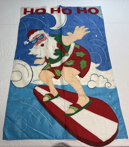 Bandiera da appendere decorativa vintage Babbo Natale surf 42x27 divertimento estivo. - Foto 1 di 7