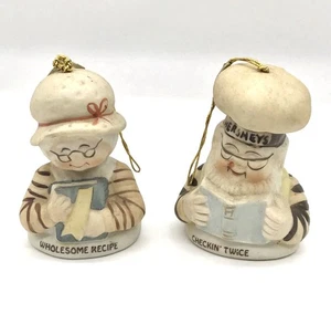 2 Weihnachten L’il Chimers Hersheys Mann Frau Bäcker Porzellan Glocken Ornamente - Bild 1 von 6