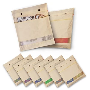 Saree Covers Clothes Organizer Dress Salwar Suit Wardrobe With Zip Beige Set 8 - Picture 1 of 5
