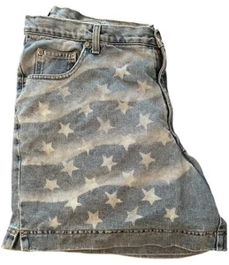 Avenue Jeans Denim Shorts Size 24 American Flag Light Wash Pockets - Picture 1 of 5
