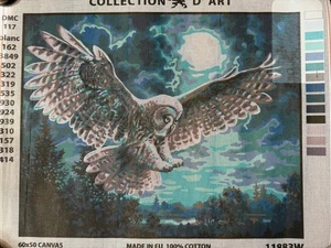 Collection  D Art Printed needlepoint Tapestry Gobelin 50x60 Cm night owl Canvas - Picture 1 of 5