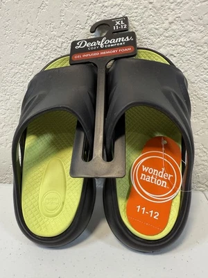 Wonder Nation Boys (Toddler) Sporty Slides, Size 11-12 Blk/Grn, New W/Tags - Image 1 of 4