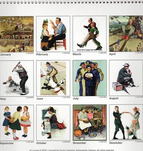 CALENDARIO COLECCIONABLE - 2026 - NORMAN ROCKWELL - PINTURA DERRAMADA + AMIGOS + ACCIÓN DE GRACIAS + EXCURSIONISTAS - Imagen 1 de 2