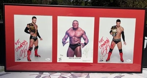WWE Brock Lesnar and Finn Balor Framed SIGNED 3x JSA COAs - Picture 1 of 5