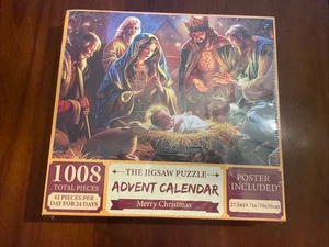 The Jigsaw Puzzle Advent Calendar HOLY FAMILY 1008 Pieces 24 Days Count Down Box - Picture 1 of 11