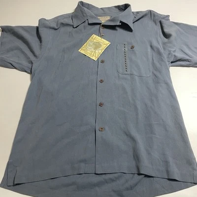 Boca Classics Silk Blend Hawaiian Blue SS Button Up Island Wear Shirt Mens L NWT - Image 1 of 4