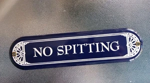 Letrero 'SIN ESCUPIR' Esmalte Metal Azul y Blanco 10" - Imagen 1 de 3