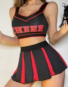 Adult Cheerleader Cheerleading Fancy Dress Costume Cheer Uniform Outfits Sports - Picture 1 of 5