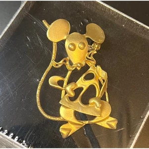 Abstrakte goldfarbene Maus Brosche Anstecknadel künstlerisches Design Neuheit Schmuck - Bild 1 von 1