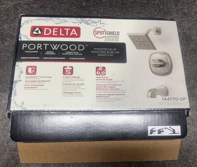 Delta Portwood 144770-SP Tub Shower Faucet Trim Kit SpotShield Nickel w/ Valve - Image 1 of 4