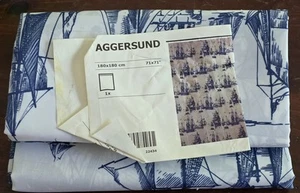 IKEA Aggersund Cortina de Ducha Azul/Blanco Envíos Barcos Náuticos 71"x71" Sellado NUEVO - Imagen 1 de 1