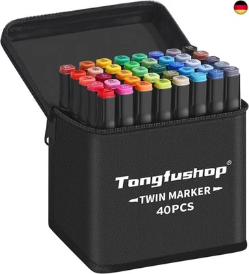 Tongfushop 40+2 Farben Filzstifte, Doppelte Spitze Marker Stifte Set, 2 Sekunde