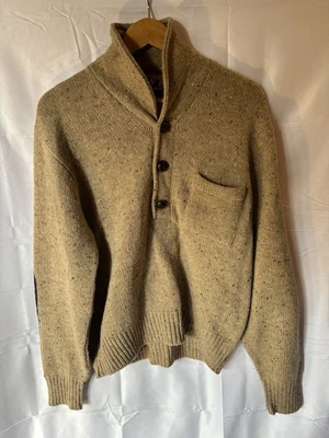 VINTAGE MENS Size L PENDLETON LOBO 100% VIRGIN WOOL SWEATER  PULLOVER BUTTON TOP - Image 1 of 3