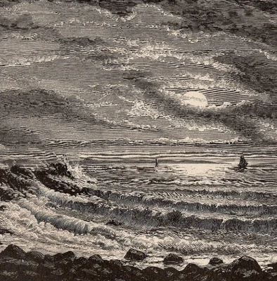 NARRAGANSETT PIER & Rocky Point 罗德岛 1872 年古董木质雕刻 — 第 1/3 张图片