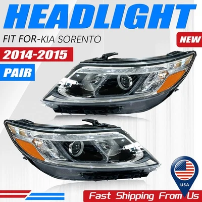 Галогенные фары в сборе с лампочками подходят для пары левосторонних и правосторонних KIA Sorento LX 2014 2015 годов выпуска - Изображение 1 из 4
