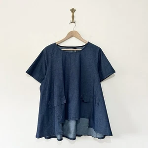 ID Clothing Swing Top Denim Chambray 47" Brustumfang L asymmetrisch Lagenlook Arty - Bild 1 von 8