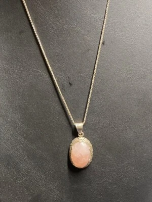 COLLAR COLGANTE PLATA ESTERLINA 925 Y CUARZO ROSA Foto 1 de 4