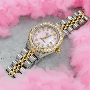Rolex Datejust 26mm 6517 Pink MOP Diamond Dial Two Tone Jubilee Bracelet 2.50 CT - Picture 1 of 5