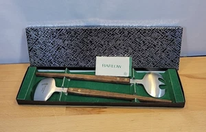 Juego de servir ensaladas MCM Barlow vintage utensilios asas de madera de teca acero inoxidable JAPÓN - Imagen 1 de 10