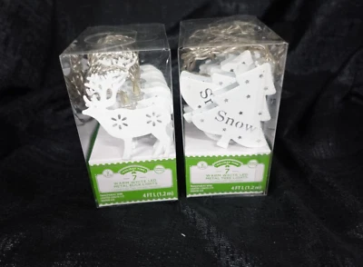Lote de 2 luces LED temáticas navideñas / blanco cálido / metal buck / árbol / NUEVO Foto 1 de 4