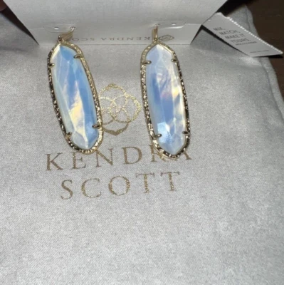Kendra Scott Gold Layla Earrings Opalite Illusion Gorgeous & BRAND NEW - Image 1 of 4