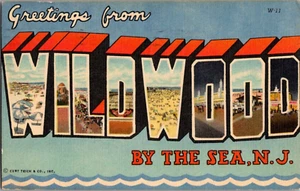 Tarjeta postal saludos desde Wildwood By The Sea Nueva Jersey carta grande - Imagen 1 de 2