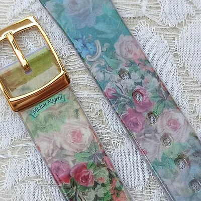 Reloj Pulsera Michal Negrin Correa Firmado Floral Rosas Victoriano Original Regalo Nuevo Foto 1 de 4