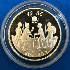 1980 ETHIOPIA 20 BIRR SILVER PROOF INTERNATIONAL YEAR OF THE CHILD - Picture 1 of 2