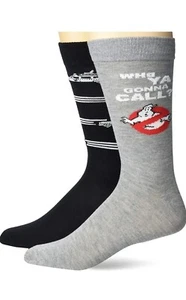 Confezione da 2 calzini equipaggio Ghostbusters che chiamerai? ECTO-1 Retro NUOVO nero grigio nuovo con etichette - Foto 1 di 5
