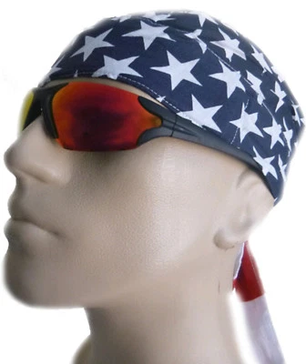 American Flag Dorag w/ Sweatband Patriotic Bandana Doo Rag Headwrap Stars Stripe - Image 1 of 4