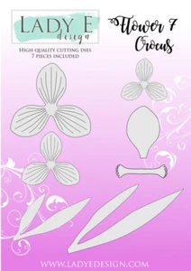 Lady E Design Flower 7 Crocus Cutting Die Set Paper Foamiran - Picture 1 of 2