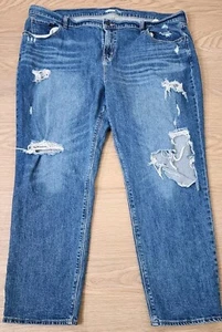 Old Navy Jeans Womens 18 Boyfriend Dark Wash Blue Denim Pants Distressed 42x28 - Picture 1 of 14