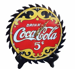 CLOCK CocaCola 7 1/4" REAL Saw Blade Clock Free Shipping - Picture 1 of 2