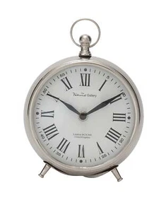 DecMode 7" Silver Stainless Steel Clock with Ring Top Traditional Style Home - Picture 1 of 7