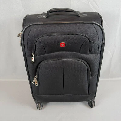 SwissGear Softside Expandable Spinner Carry-On Black Luggage Suitcase 20" Pocket - Image 1 of 4