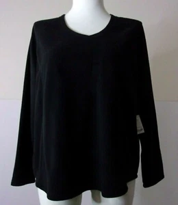 St. John's Bay Plus Size 1X black 100% polyester long sleeve fleece knit top - Bild 1 von 6