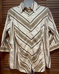 Women's Blouse APOSTROPHE Size 16 18W Button Front Cotton Polyester Spandex Q7 - Picture 1 of 6