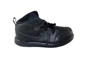 TODDLER JORDAN 1 MID FLEX (TD) 554727-010 BLACK/BLACK-BLACK BABY 7.5 - Picture 1 of 6