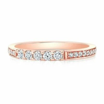 2.5MM Womens 14K Rose Gold Round Diamond Ring Anniversary Band Wedding Stackable - Изображение 1 из 3
