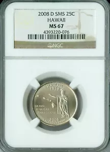 2008 D HAWAII QUARTER NGC MS67 SMS * - Picture 1 of 2