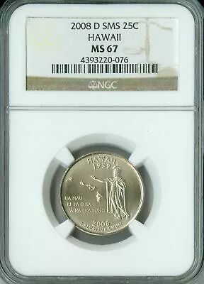 2008 D HAWAII QUARTER NGC MS67 SMS  * - Image 1 of 2