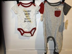 Neu 2-teiliges Set Strampler Harry Potter Baby 'Größe 3-6M - grau - Bild 1 von 4
