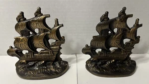 Sujetalibros Barco Galeón Español Vintage Bronce Hierro Fundido 1928 - Imagen 1 de 15