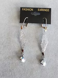 Silver Plate & Stainless Steel Delicate Mesh Crystal Earrings FREE $HIPPING!! - Picture 1 of 7