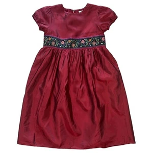 Hanna Andersson dress, size 110 US Size 5  Red Brocade Banded Christmas Holiday - Picture 1 of 7