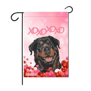 Rottweiler Valentine's Day Garden Flag, Double sided 12" x 18" Yard Art Decor - Picture 1 of 1