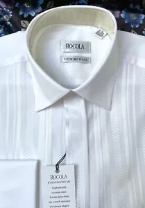 Rocola evening shirt collar size 15 Woven stripes mens tuxedo dress white NEW - Picture 1 of 4
