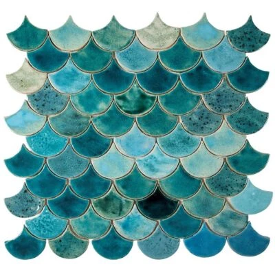 Stylish Fish Scale Mosaic Tiles for Kitchen Backsplash - Mediterranean Breeze - Image 1 of 4